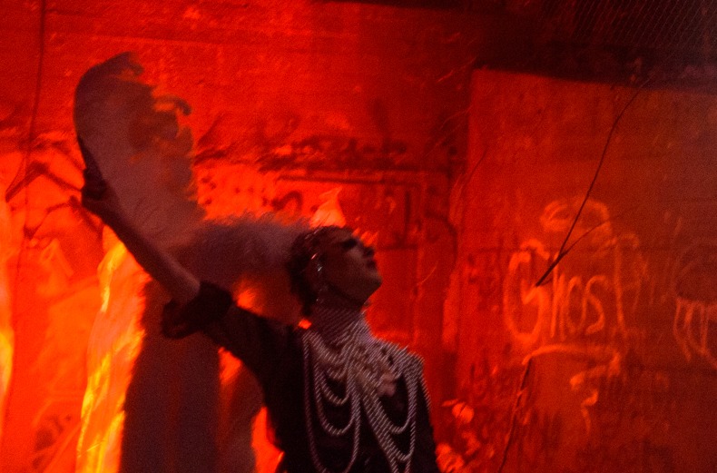 A performance in the forest after dark