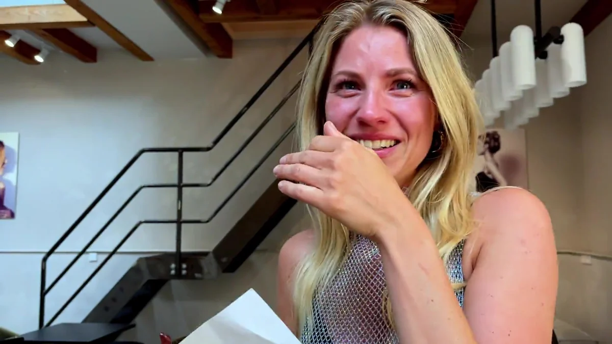 A guest smiling through tears during a previous Teleport private experience
